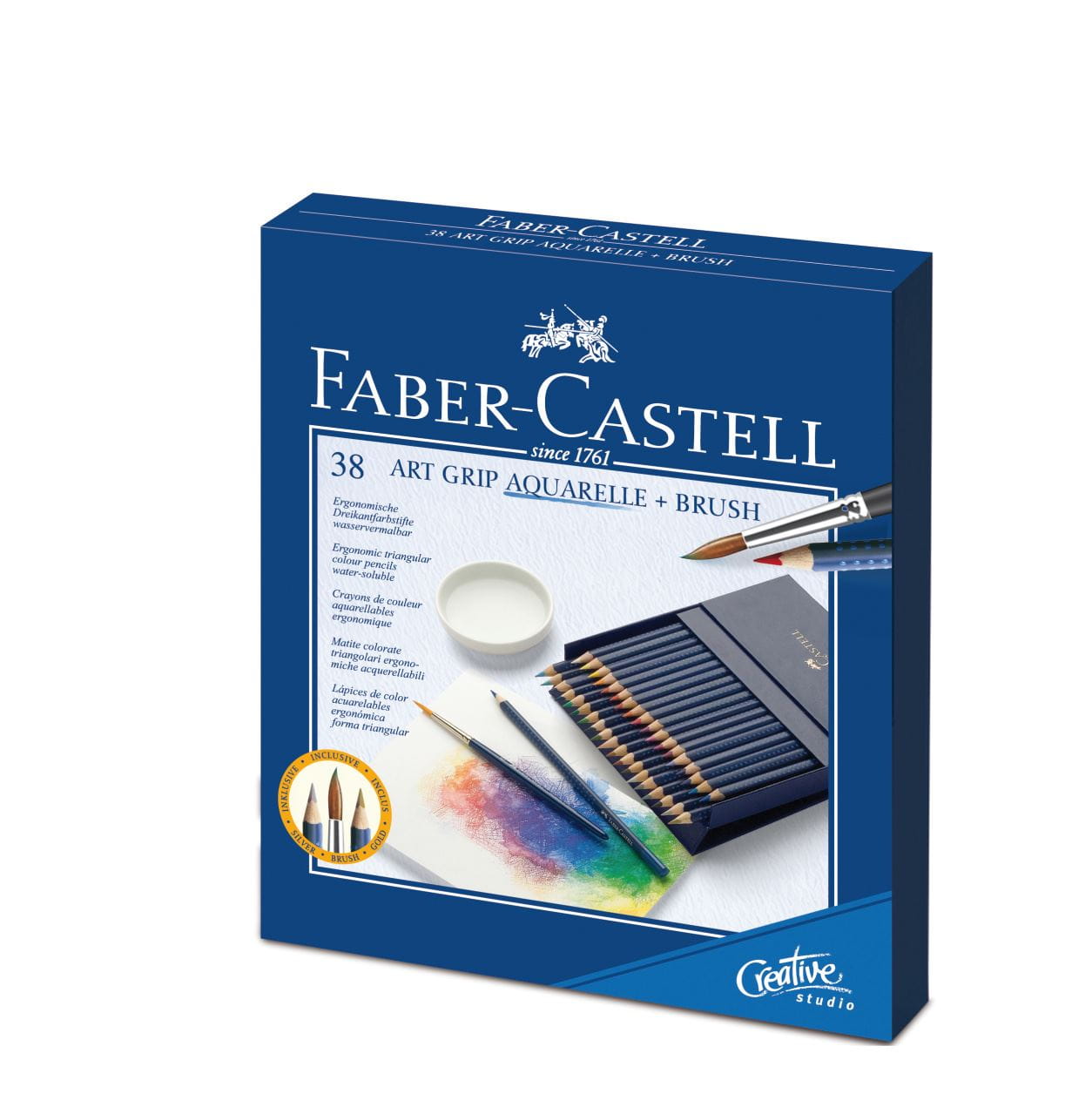 Faber-Castell - Lápiz de color Art Grip Aquarelle estuche x38