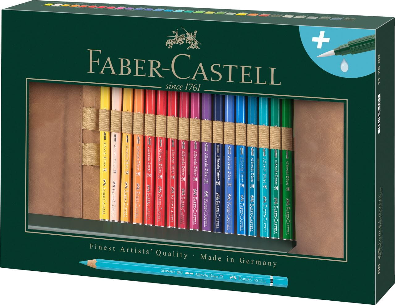 Faber-Castell - Estuche enrollable para lápices Albrecht Dürer, lleno