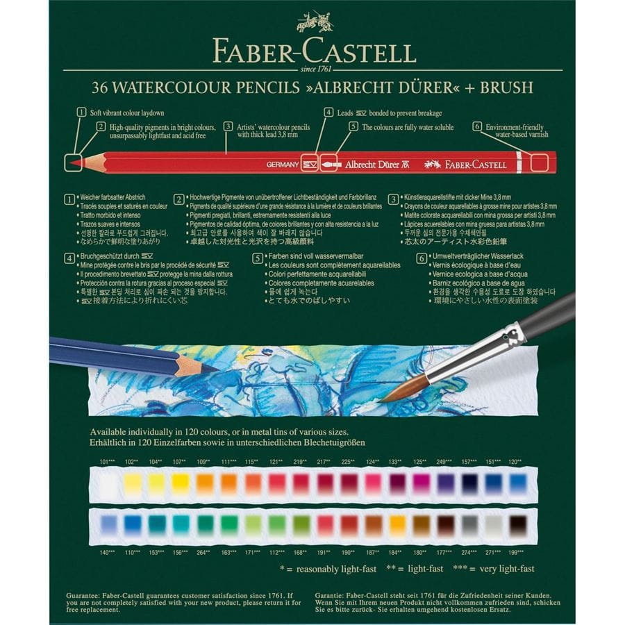 Faber-Castell - Estuche estudio con 36 lápices acuarelables Albrecht Dürer