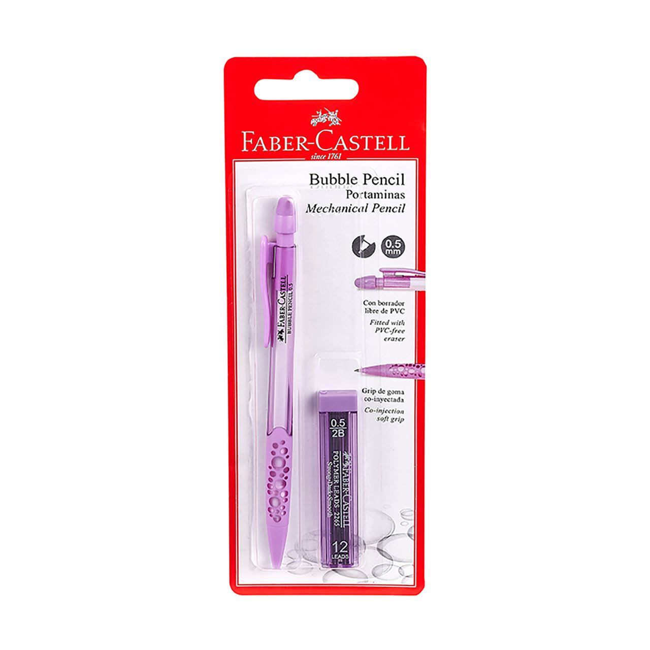 Faber-Castell - Portaminas bubble pencil 0,5 lila + minas blíster x1