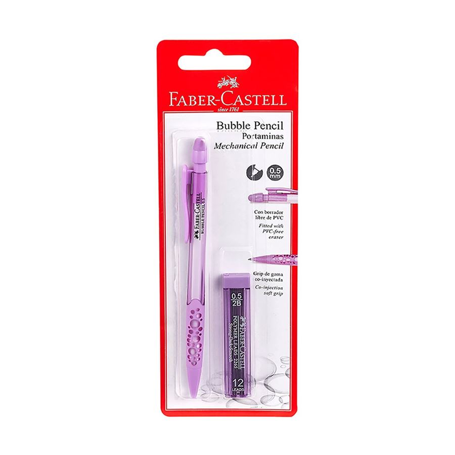 Faber-Castell - Portaminas bubble pencil 0,5 lila + minas blíster x1