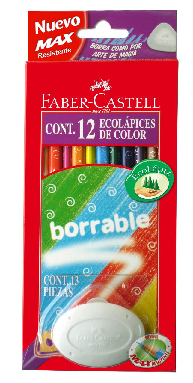 Faber-Castell - Ecolápiz de color borrable x 12