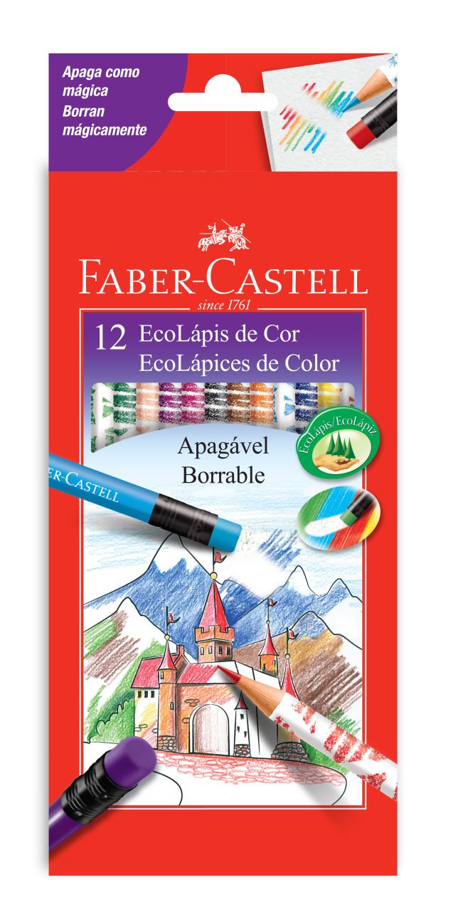 Faber-Castell - Ecolápices redondos de color borrables estuche x12