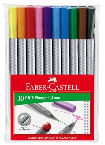 Faber-Castell - Marcador Grip Finepen 0.4 30460 estuche x10