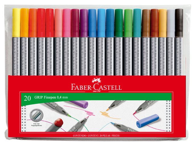 Faber-Castell - Marcador Grip Finepen 0.4 32460 estuche x20