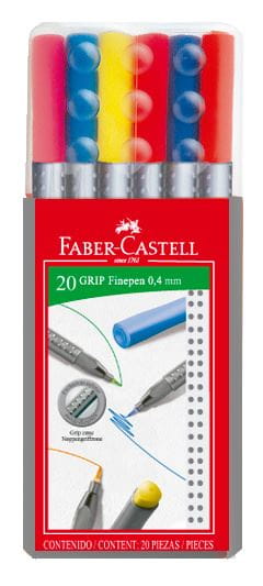 Faber-Castell - Marcador Grip Finepen 0.4 32460T estuche triangular x20