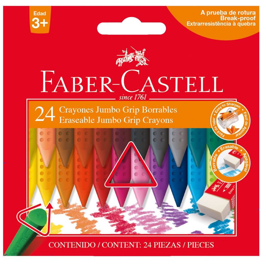 Faber-Castell - Crayones Grip Jumbo 243024 estuche x24