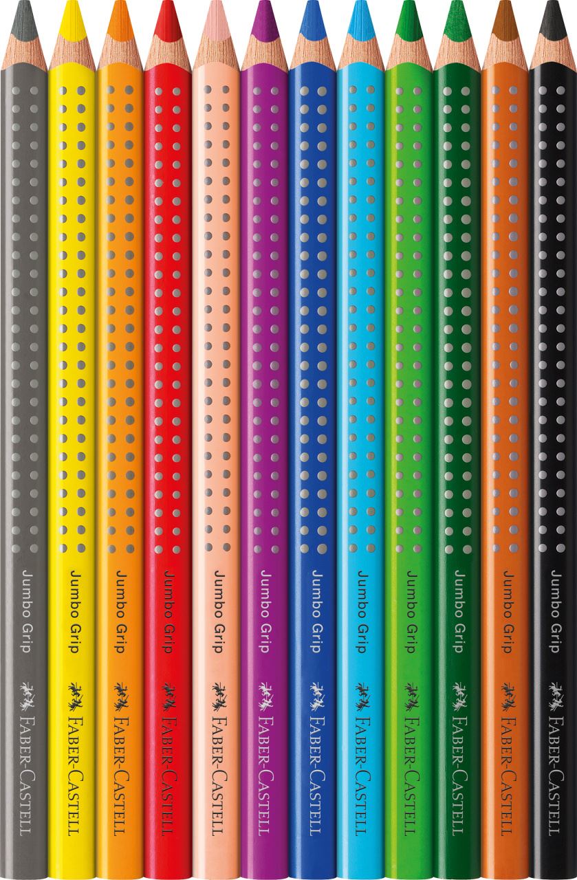 Faber-Castell - Lápiz de color Jumbo Grip, estuche cartón, 12 piezas