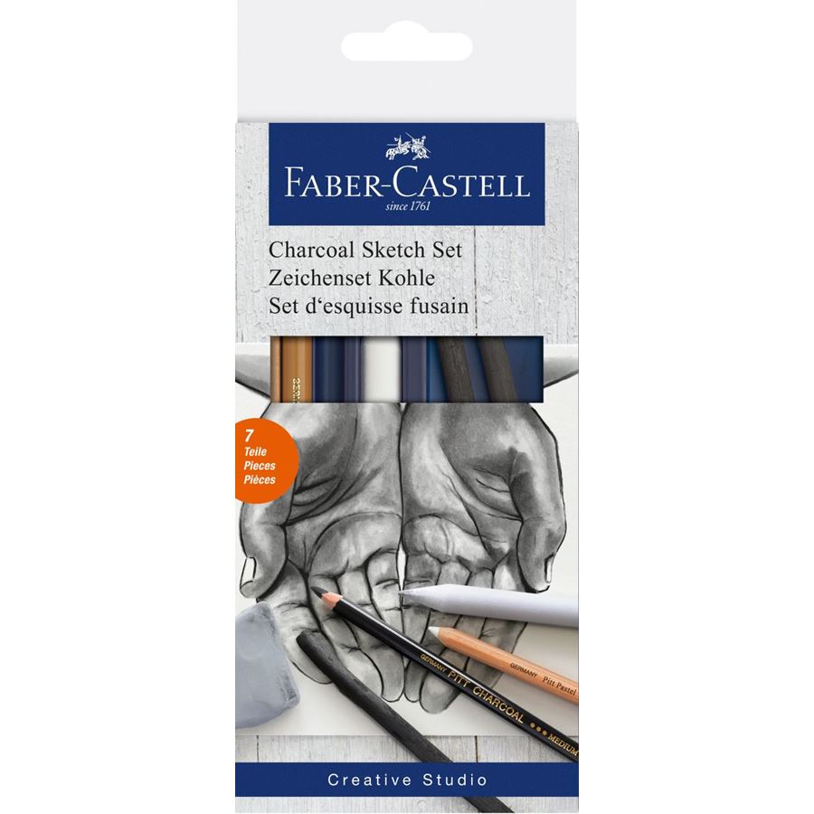 Faber-Castell - Juego de dibujo Goldfaber Carbón, 7 piezas
