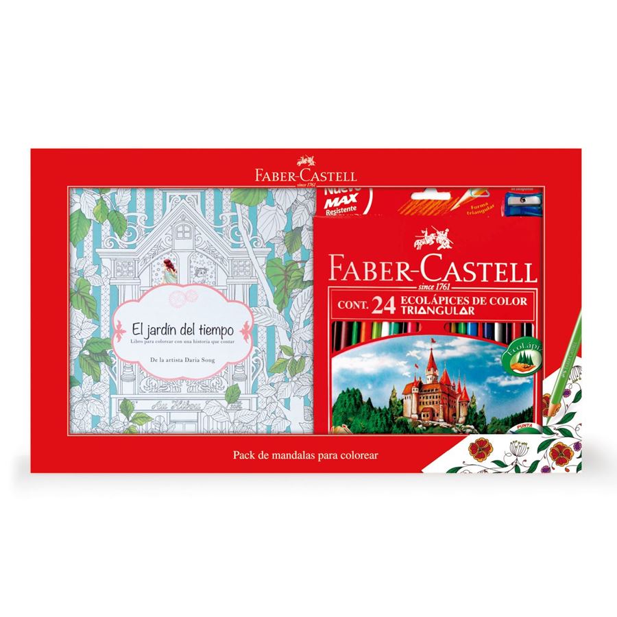 Faber-Castell - Pack mandala Jardín + estuche de colores x 24