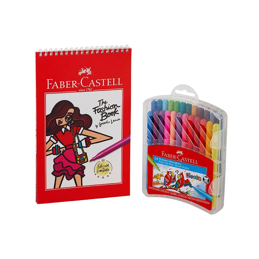 Faber-Castell - Libro p/color Fashion + est. Fiesta x24