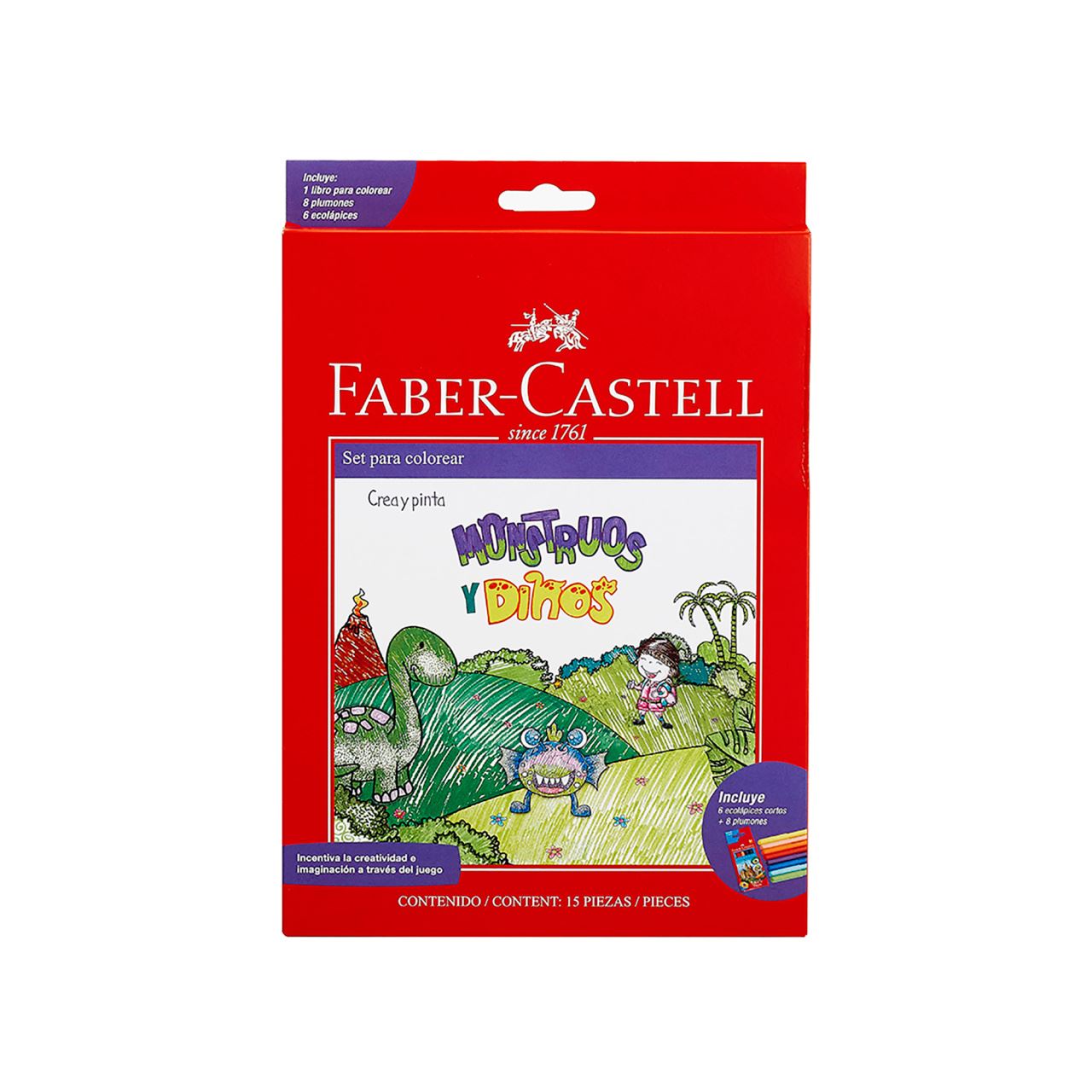 Faber-Castell - Libro p/color Monst&Dino+8Fiesta+6colore