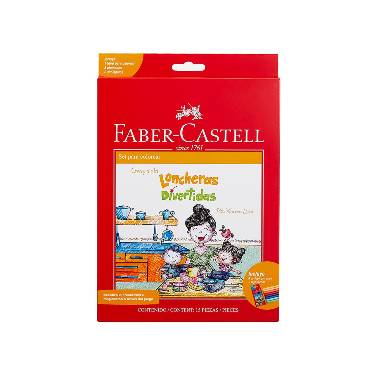 Faber-Castell - Libro p/color Loncheras+8Fiesta+6colores