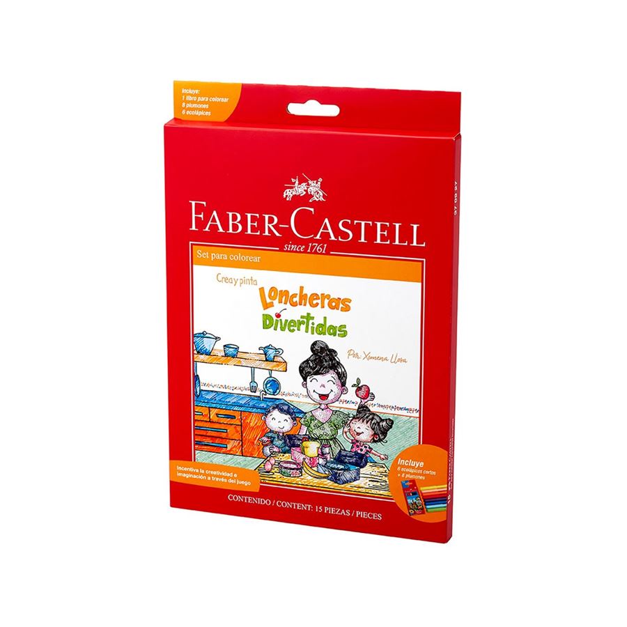 Faber-Castell - Libro p/color Loncheras+8Fiesta+6colores