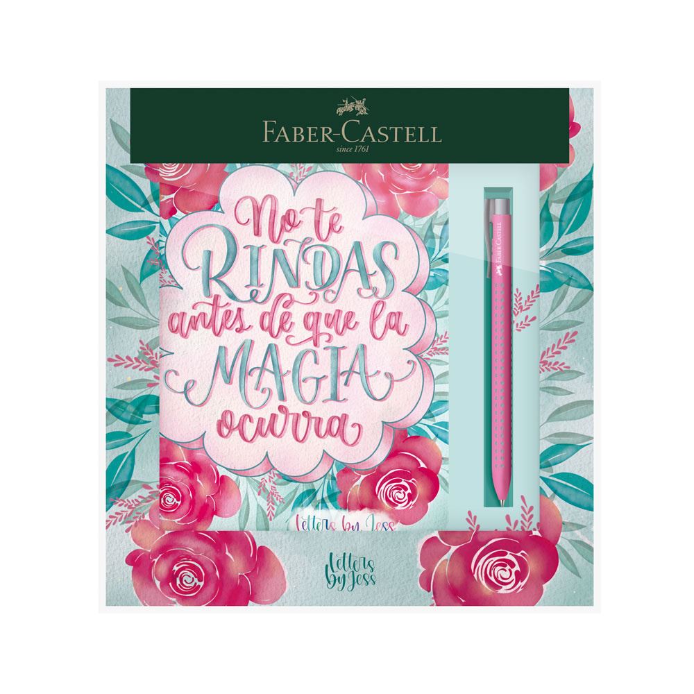 Faber-Castell - Libreta Letters by Jess + 1 Bolígrafo Grip 2022 rosado