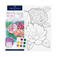 Faber-Castell - Lienzo para pintar por números Floral + 9 acuarelas