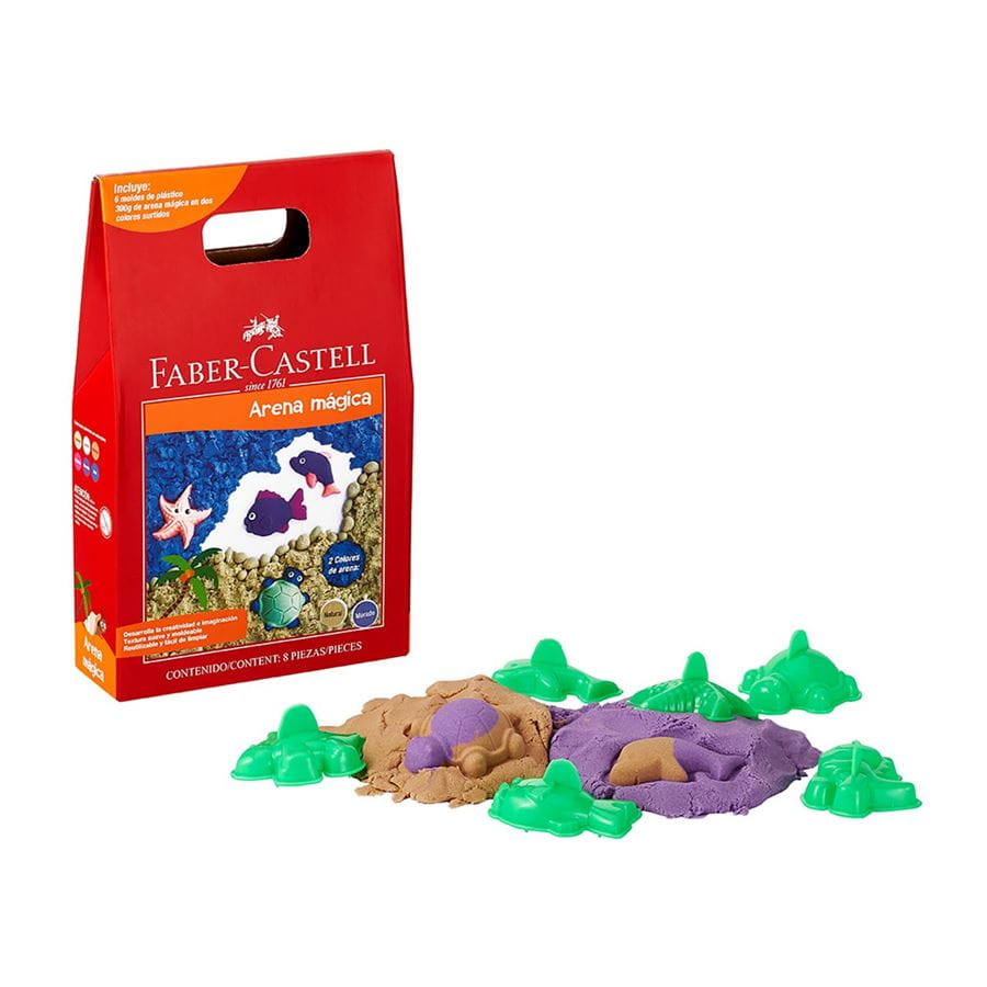 Faber-Castell - Arena mágica glitter 500g+12moldes+bande