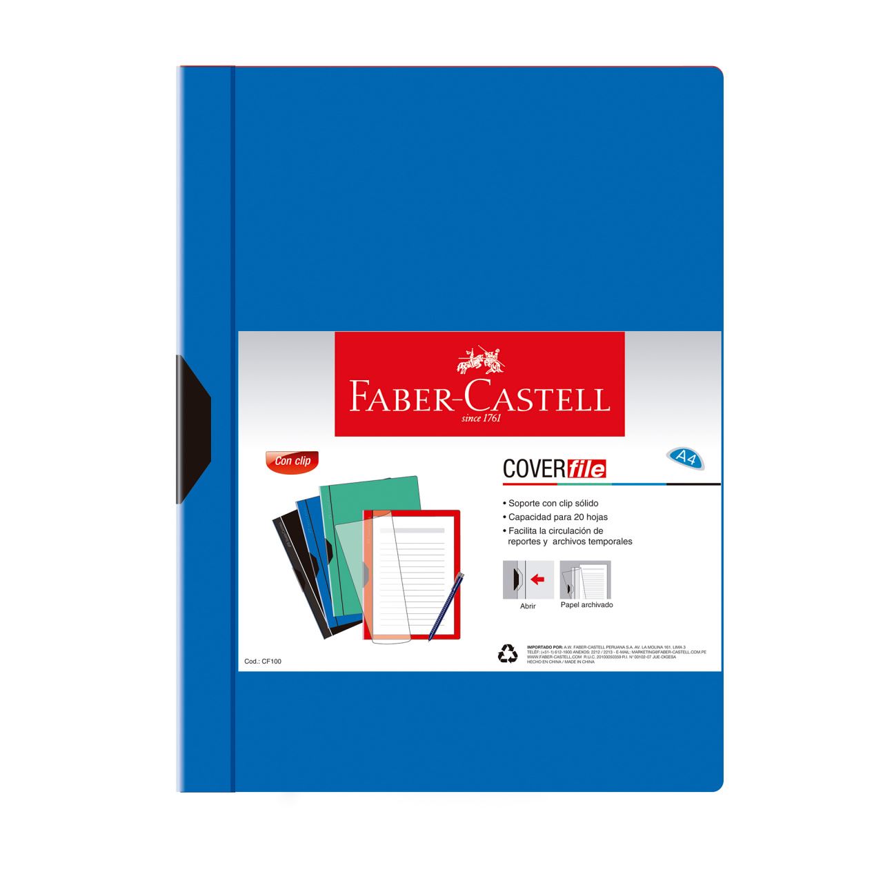 Faber-Castell - Sujetador de docuementos con clip azul