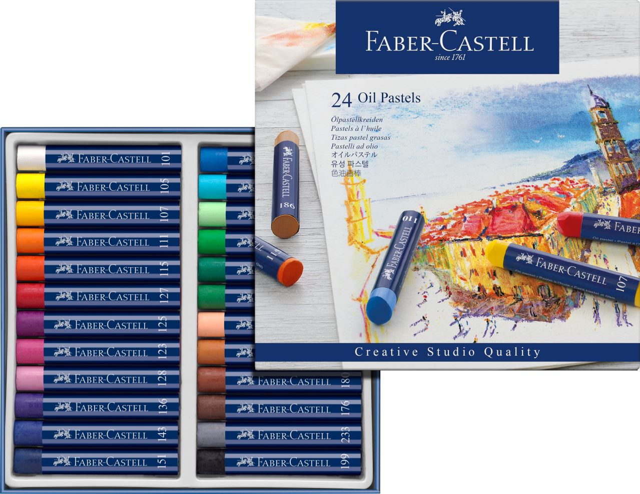 Faber-Castell - Estuche con 24 pasteles grasos