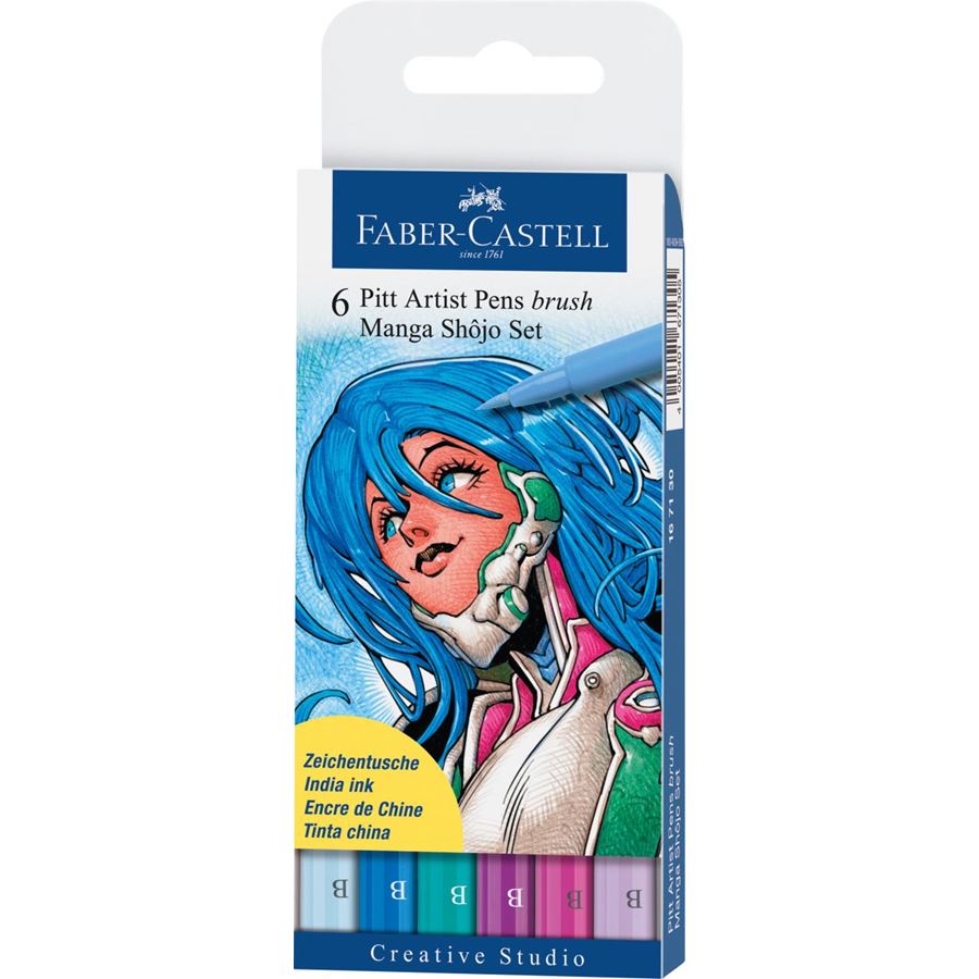 Faber-Castell - Estuche con 6 rotuladores Pitt Artist Pen, Manga Shôjo
