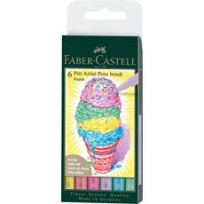 Faber-Castell - Estuche con 6 rotuladores Pitt Artist Pen Brush, pastel
