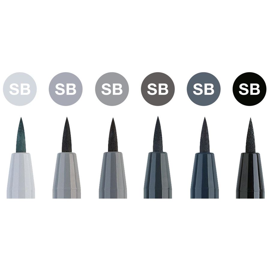 Faber-Castell - Estuche con 6 rotuladores Pitt Artist Pen Soft Brush