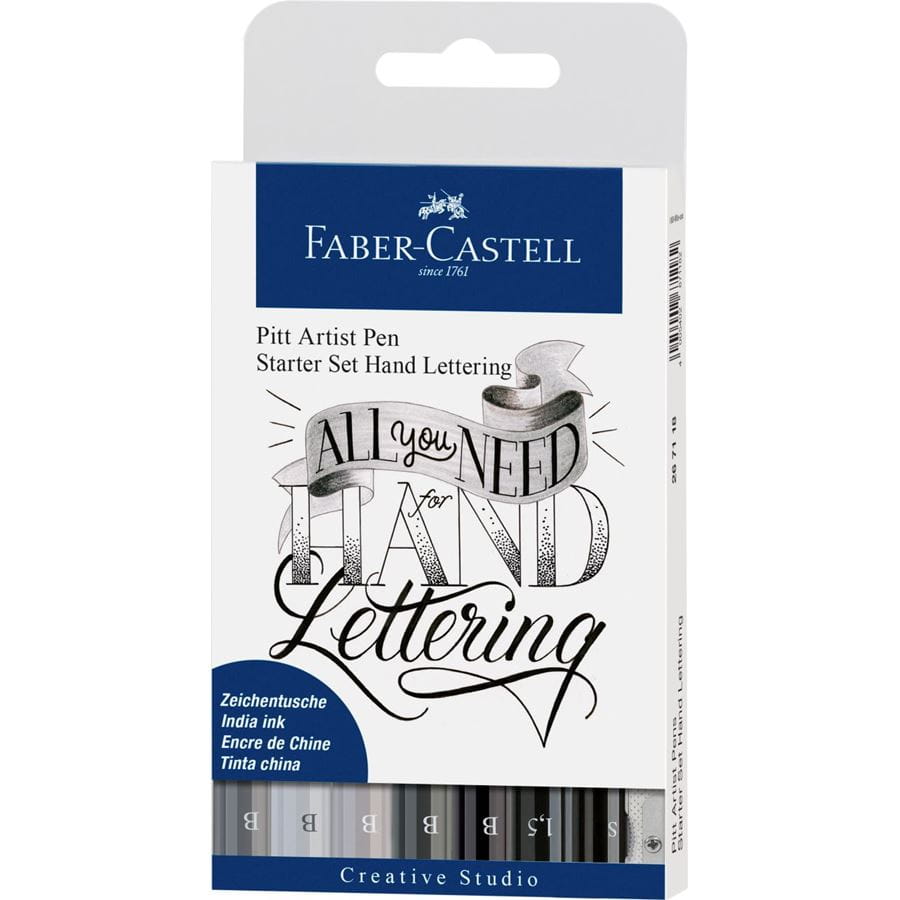 Faber-Castell - Estuche con 8 Pitt Artist Pen Hand Lettering, kit de inicio