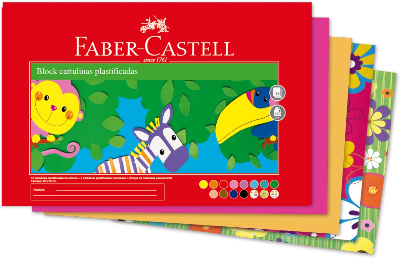 Faber-Castell - Block cartulinas plastificadas x18 hojas