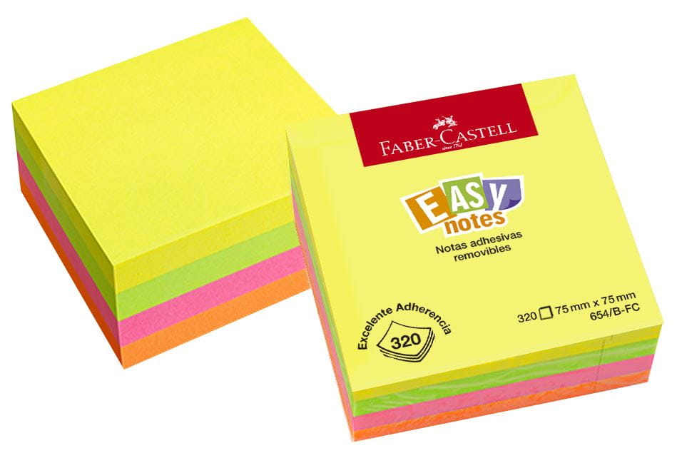 Faber-Castell - Nota adhesiva 320 hojas colores neon 75x75 mm