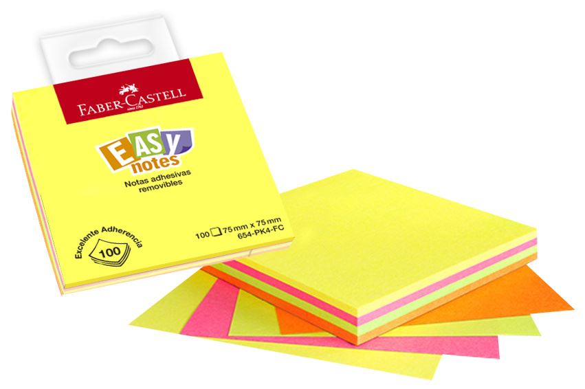 Faber-Castell - Nota adhesiva 100 hojas colores neon 75x75 mm