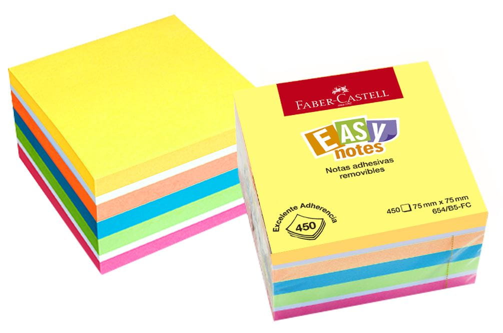 Faber-Castell - Nota adhesiva 450 hojas colores neon 75x75mm