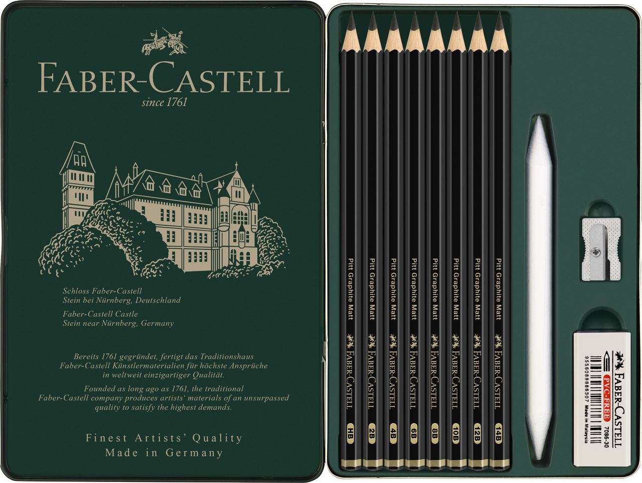 Faber-Castell - Estuche de metal de Pitt Graphite Matt x11