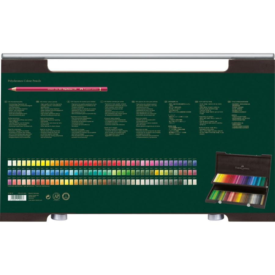 Faber-Castell - Estuche de madera con 120 lápices de color Polychromos