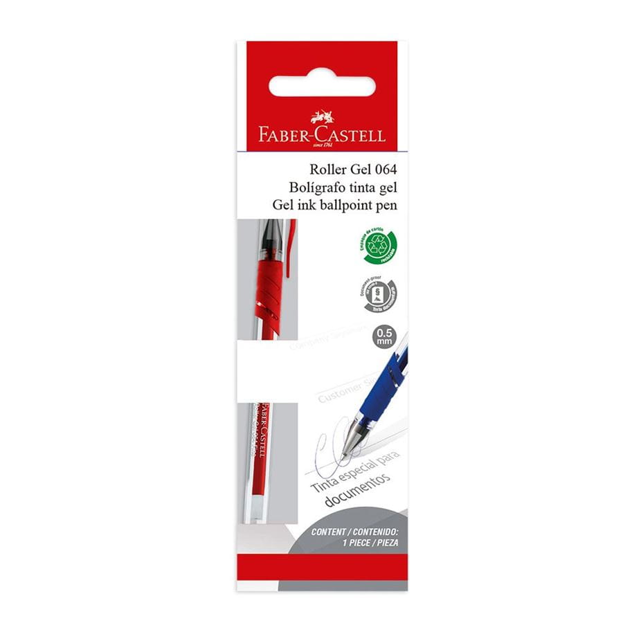 Faber-Castell - Bolígrafo Roller gel 064 co-inyec rojo blíster de cartón x1