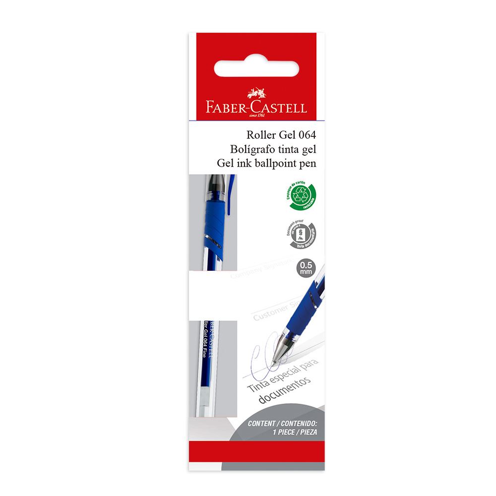Faber-Castell - Bolígrafo Roller gel 064 co-inyec azul blíster de cartón x1