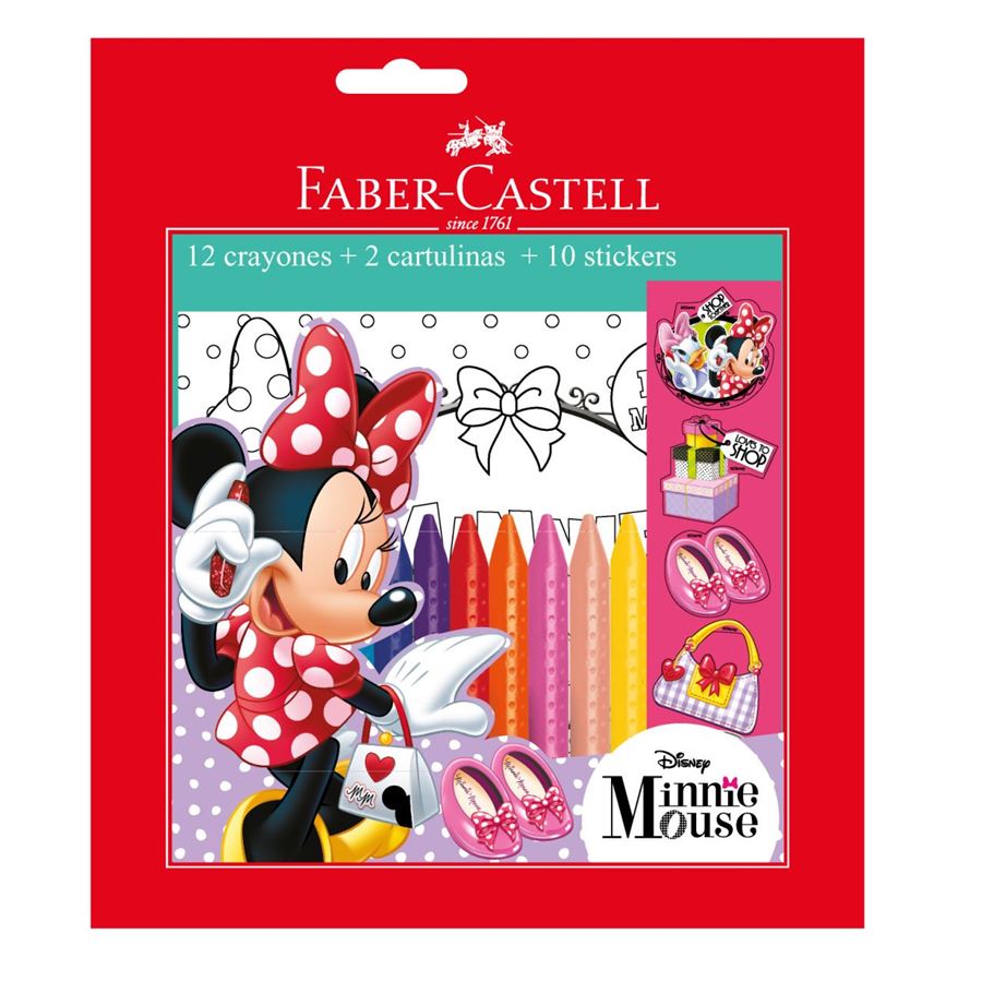 Faber-Castell - Set de crayones jumbo Grip Minnie + cartulinas