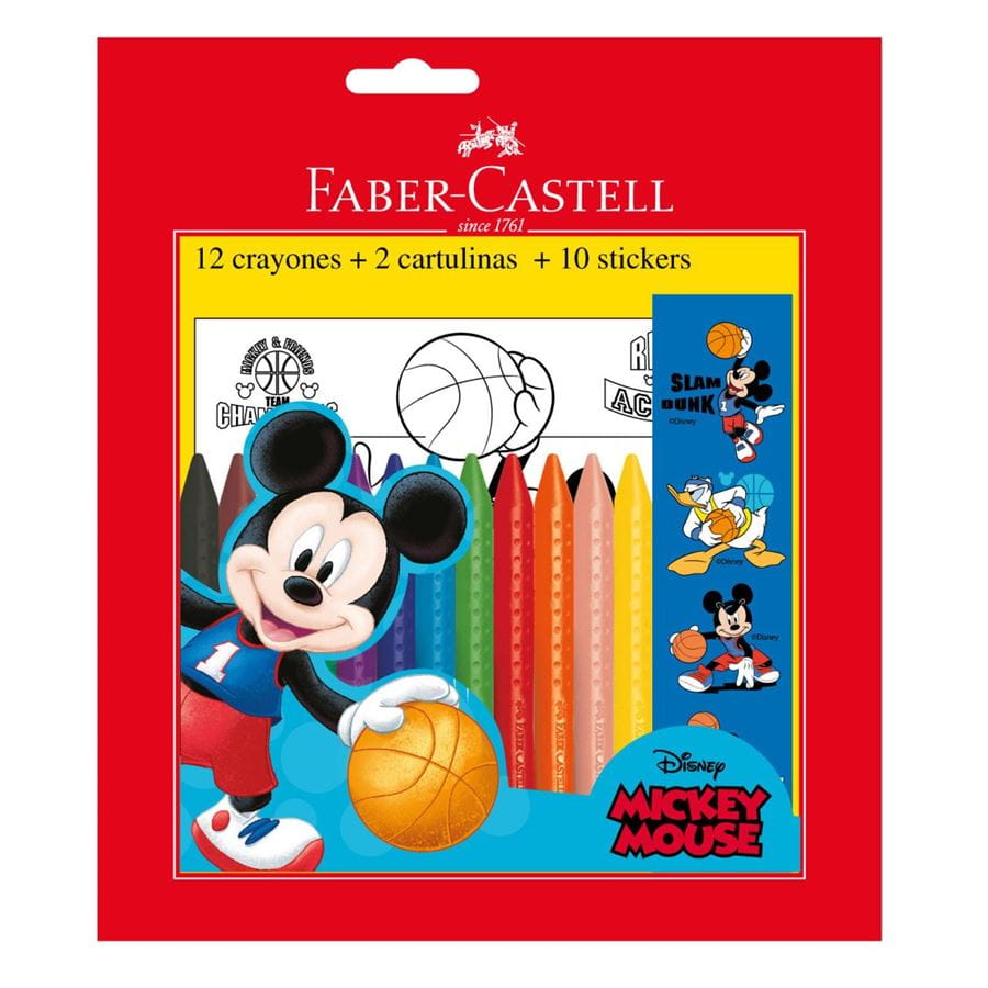 Faber-Castell - Set de crayones jumbo Grip Mickey + cartulinas