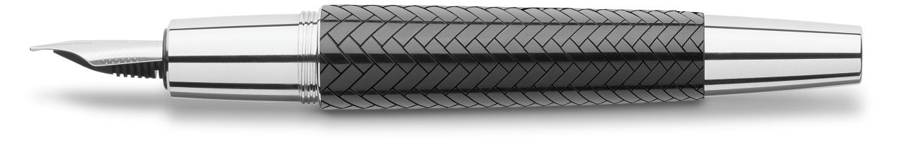 Faber-Castell - Pluma estilográfica e-motion resina trenzado, M, negro